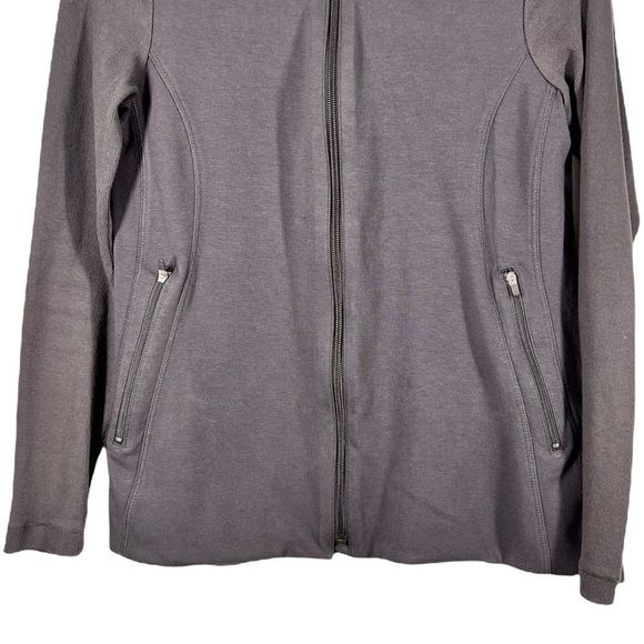 EILEEN Fisher Petite Womens Sz PS Fitted ZIP Up Jacket 2 ZIP Pockets Gray - Picture 2 of 6